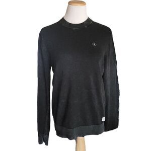 Jack and Jones Black and Gray Light Crew Neck Sweater Men's Size Medium